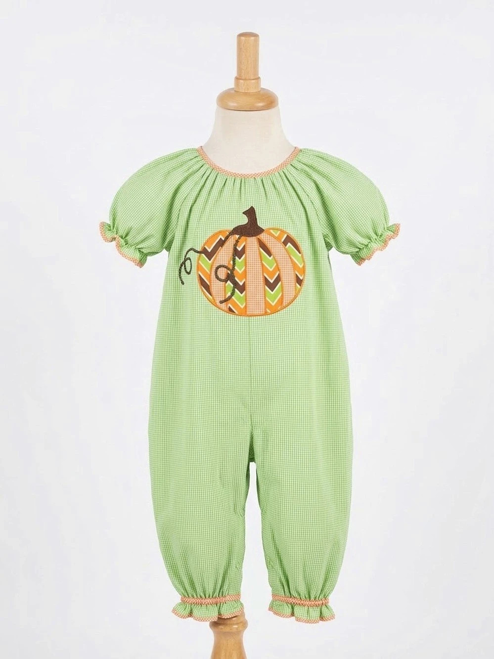 Z&U 3310 Gingham Pumpkin Footie Baby 18M